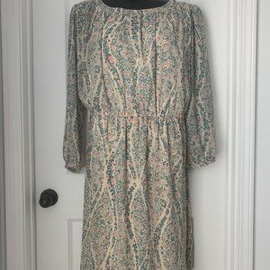 Cream Ditsy Floral Knee Length Midi Dress